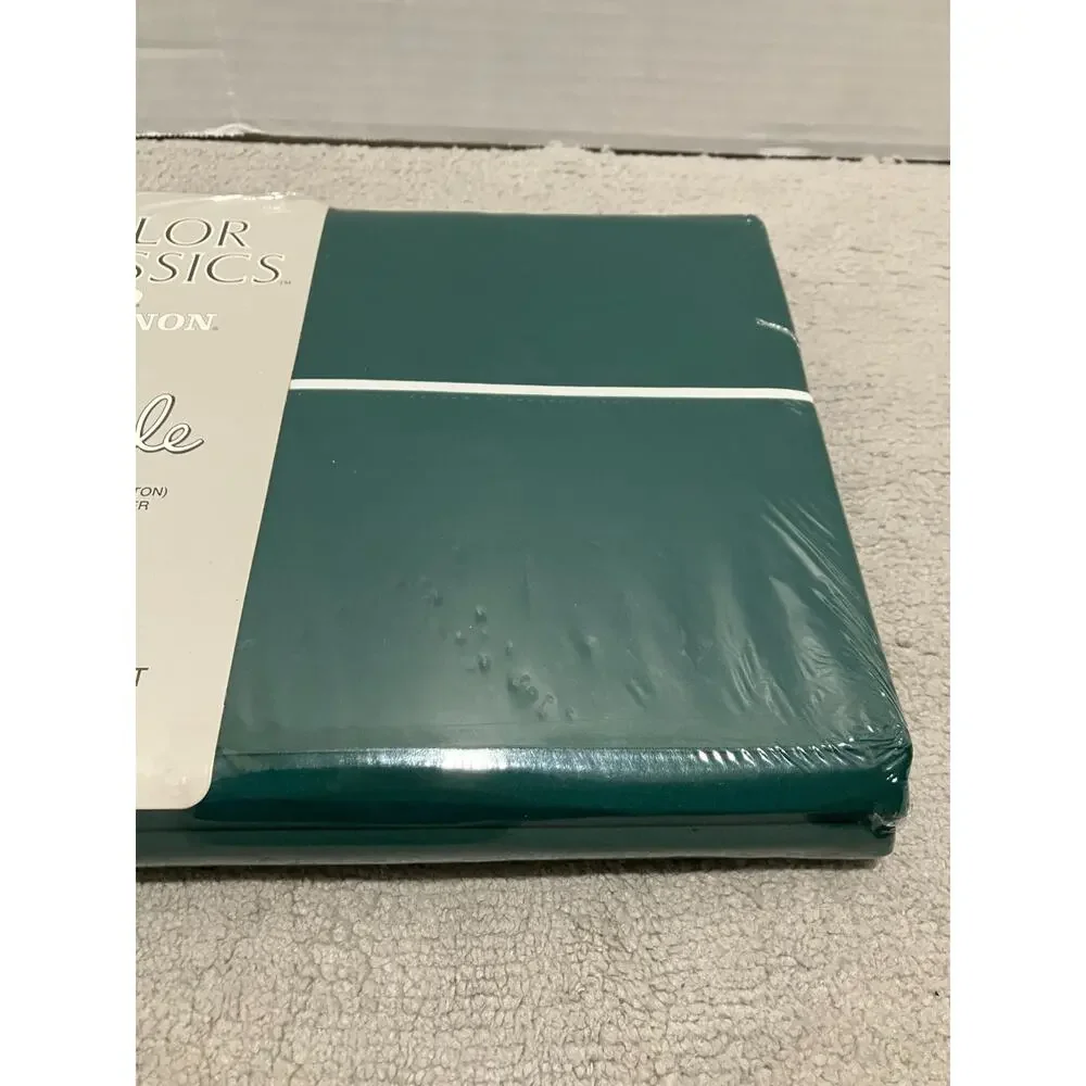 Vintage Cannon Color Classics Full Flat Sheet Hunter Green No Iron Percale USA